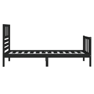 Sängynrunko musta 75x190 cm Small Single täysi puu