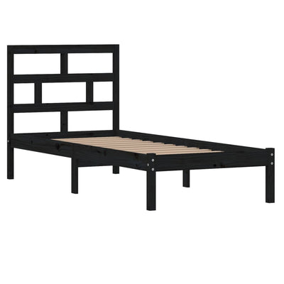 Sängynrunko musta 75x190 cm Small Single täysi puu