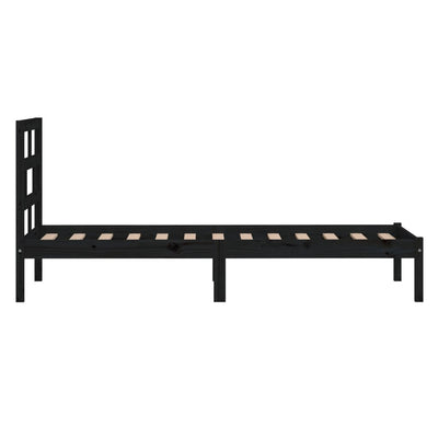 Sängynrunko musta 75x190 cm Small Single täysi puu