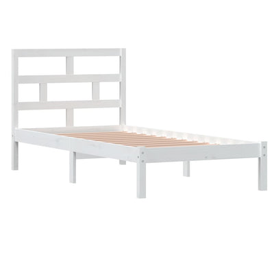 Sängynrunko valkoinen 90x190 cm Single täysi puu