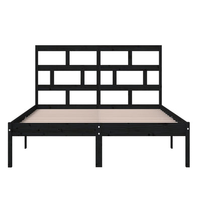 Sängynrunko musta 150x200 cm King Size täysi puu