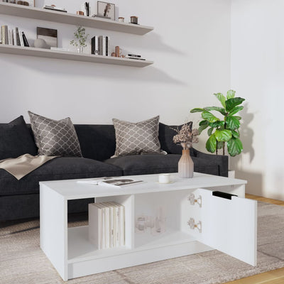 Sohvapöytä valkoinen 102x50x36 cm tekninen puu