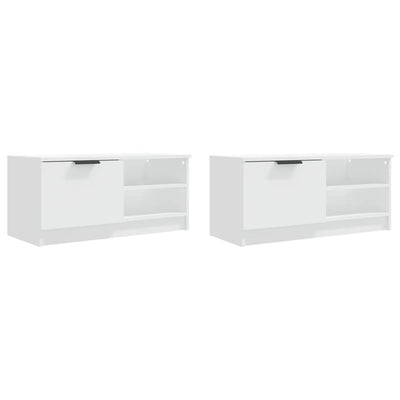 TV-tasot 2 kpl valkoinen 80x35x36,5 cm tekninen puu