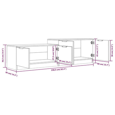TV-taso Sonoma-tammi 158,5x36x45 cm tekninen puu