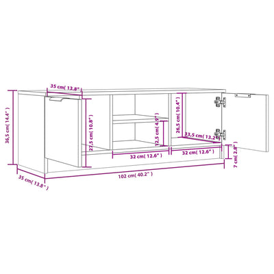 TV-taso betoninharmaa 102x35x36,5 cm tekninen puu