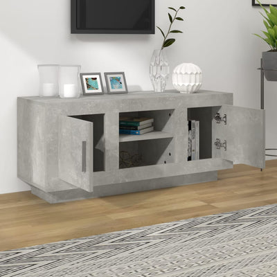 TV-taso betoninharmaa 102x35x45 cm tekninen puu