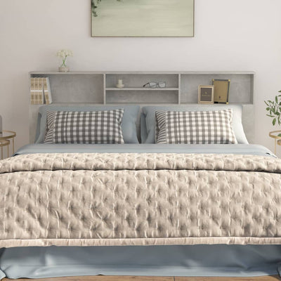 Betoninharmaa sängynpääty säilytystilalla Haig 200x19x103,5cm