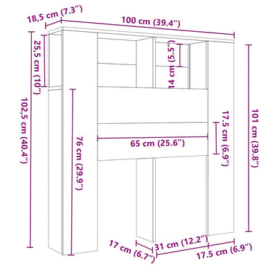 Valkoinen sängynpääty säilytystilalla Minta 100x18,5x104,5cm