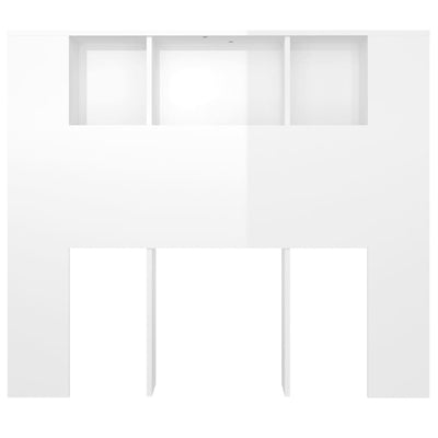 Sängynpääty säilytystilalla korkeakiilto valk 120x18,5x102,5 cm