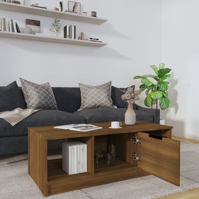Sohvapöytä ruskea tammi 102x50x36 cm tekninen puu