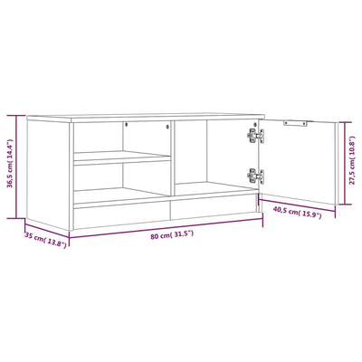 TV-tasot 2 kpl ruskea tammi 80x35x36,5 cm tekninen puu