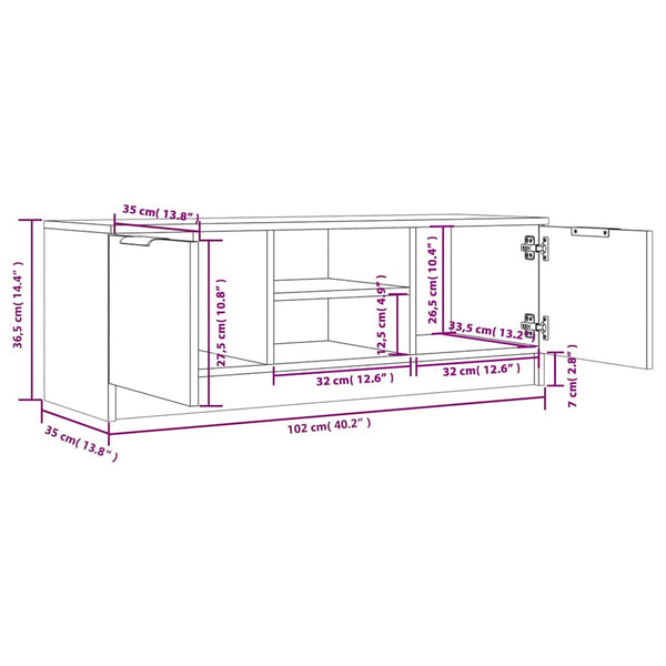 TV-taso ruskea tammi 102x35x36,5 cm tekninen puu