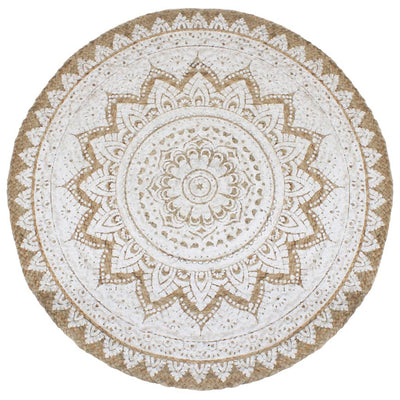 Matto kuvioitu punottu juutti Sampronius 240cm pyöreä