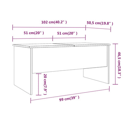 Sohvapöytä betoninharmaa 102x50,5x46,5 cm tekninen puu