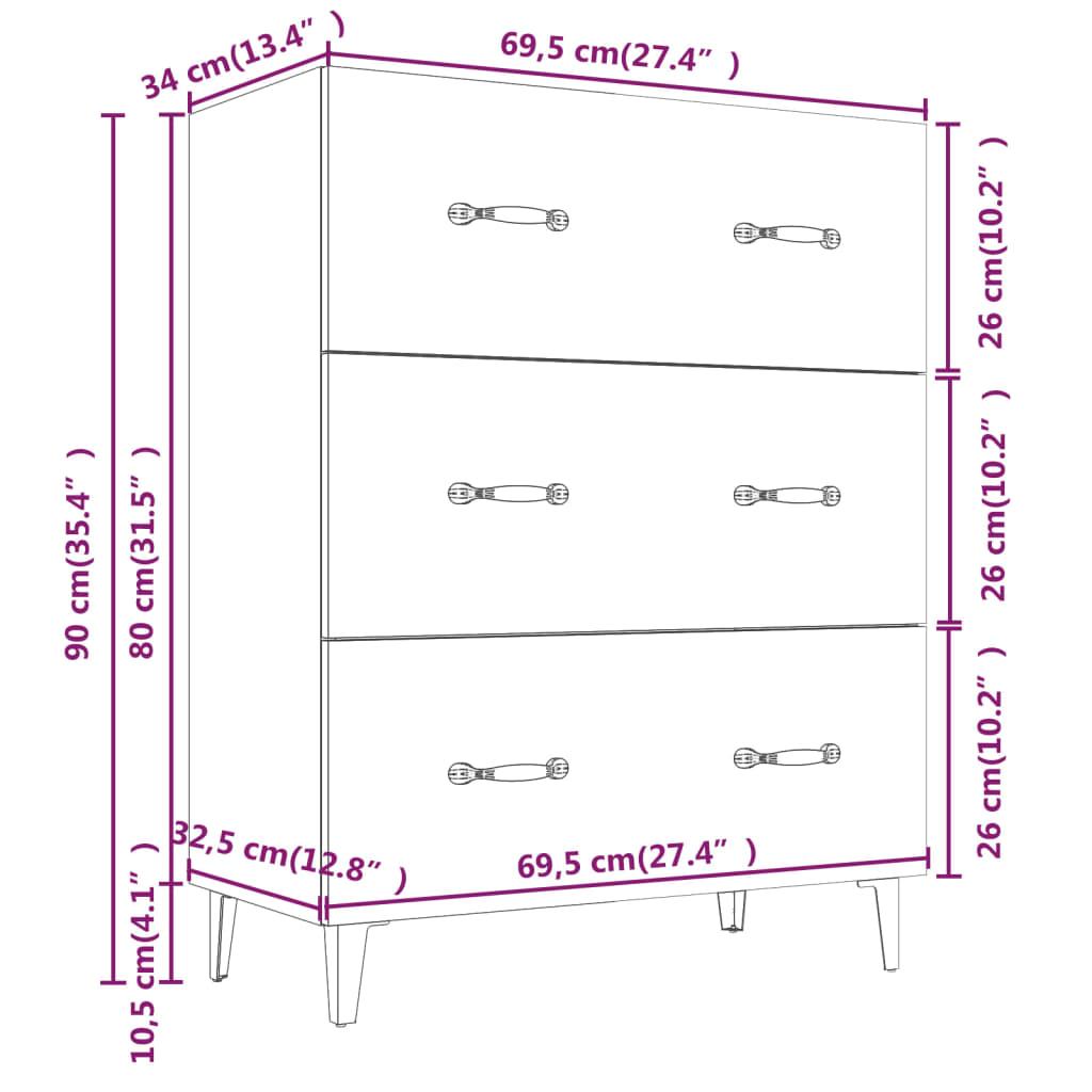 Betoninharmaa senkki Anasiea 69,5x34x90cm (puinen)