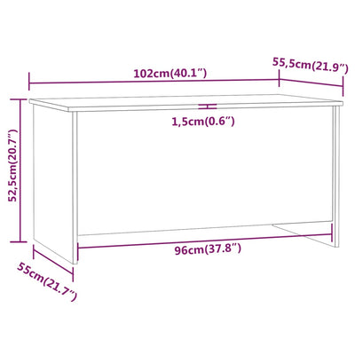 Sohvapöytä ruskea tammi 102x55,5x52,5 cm tekninen puu