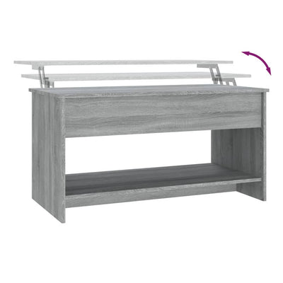 Sohvapöytä harmaa Sonoma 102x50x52,5 cm tekninen puu