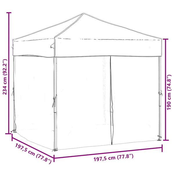 Sininen kokoontaittuva juhlateltta sivuseinillä Mefodie 2x2 m