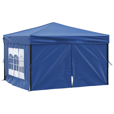 Kokoontaittuva juhlateltta sivuseinillä sininen 3x3 m