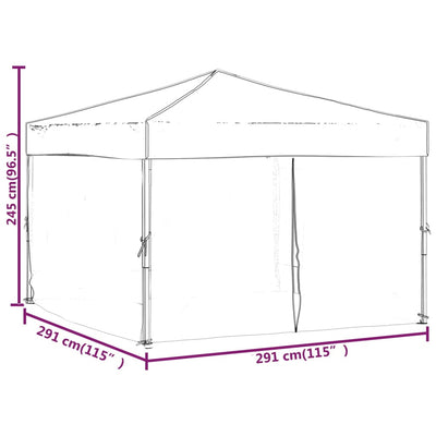 Kokoontaittuva juhlateltta sivuseinillä sininen 3x3 m