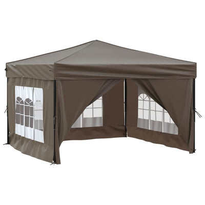Kokoontaittuva juhlateltta sivuseinillä taupe 3x3 m