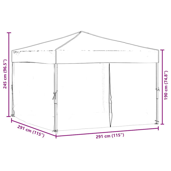 Taupe kokoontaittuva juhlateltta sivuseinillä Mefodie 3x3 m