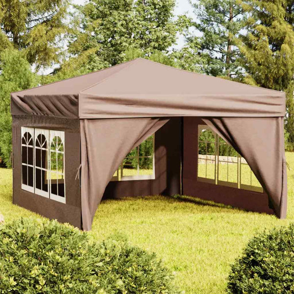Taupe kokoontaittuva juhlateltta sivuseinillä Mefodie 3x3 m