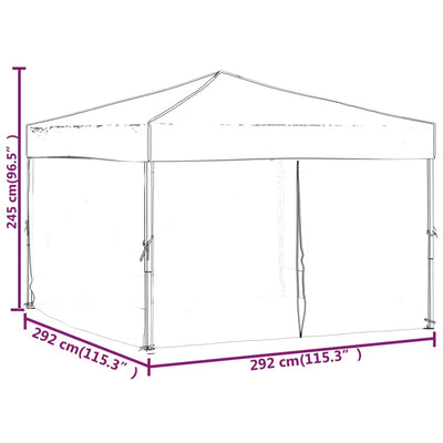 Kokoontaittuva juhlateltta sivuseinillä sininen 3x3 m
