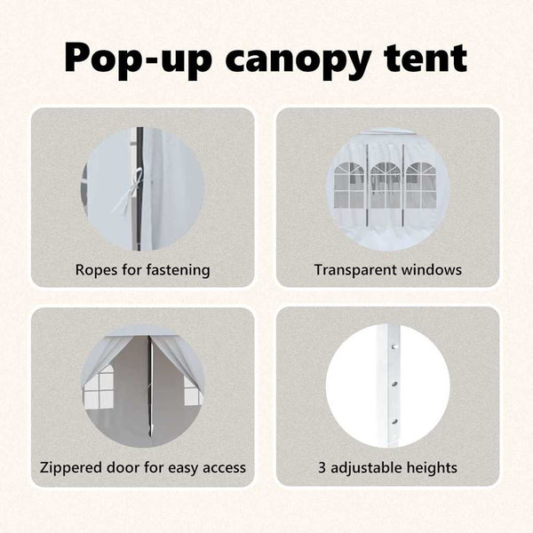 Valkoinen kokoontaittuva juhlateltta sivuseinillä Mefodie 3x6 m