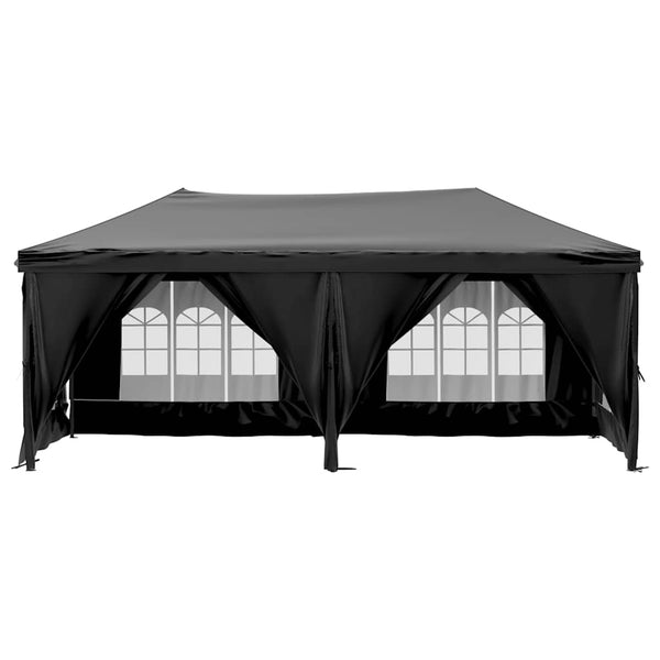 Musta kokoontaittuva juhlateltta sivuseinillä Mefodie 3x6 m