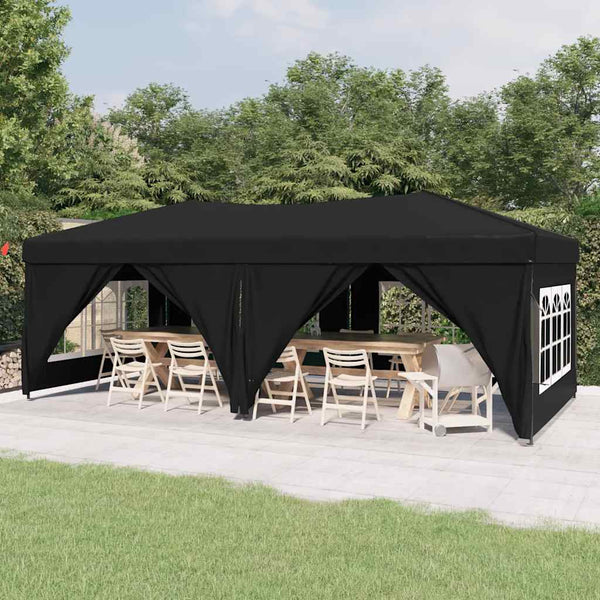 Musta kokoontaittuva juhlateltta sivuseinillä Mefodie 3x6 m