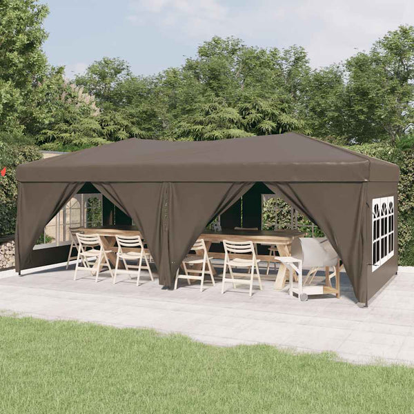 Taupe kokoontaittuva juhlateltta sivuseinillä Mefodie 3x6 m