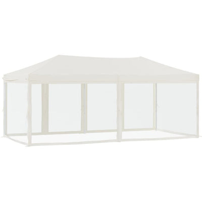 Kokoontaittuva juhlateltta sivuseinillä kerma 3x6 m