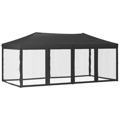 Kokoontaittuva juhlateltta sivuseinillä antrasiitti 3x6 m