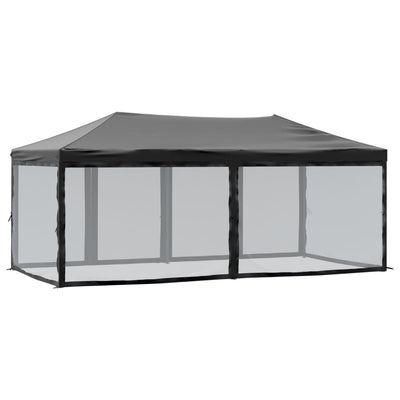 Kokoontaittuva juhlateltta sivuseinillä musta 3x6 m
