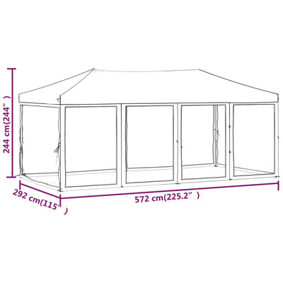 Kokoontaittuva juhlateltta sivuseinillä punainen 3x6 m