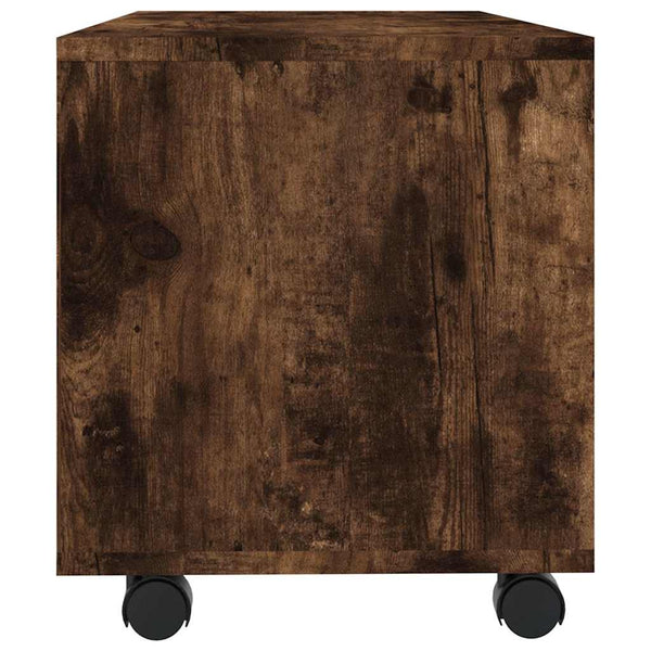 TV-taso rullapyörillä savutammi 90x35x35 cm tekninen puu
