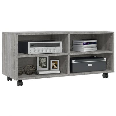 TV-taso rullapyörillä harmaa Sonoma 90x35x35 cm tekninen puu