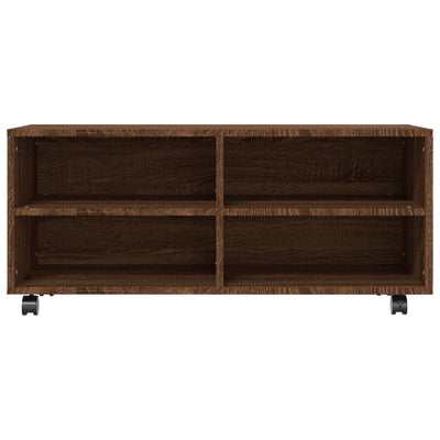 TV-taso rullapyörillä ruskea tammi 90x35x35 cm tekninen puu