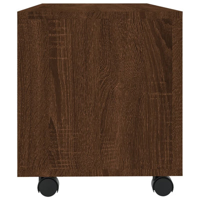 TV-taso rullapyörillä ruskea tammi 90x35x35 cm tekninen puu