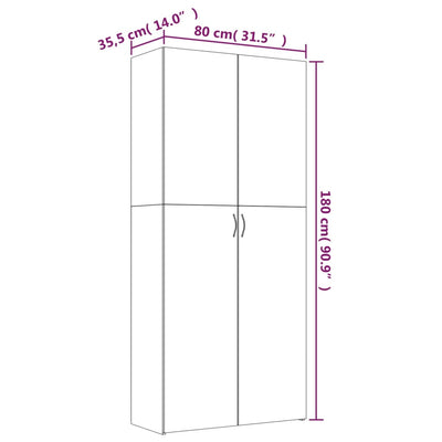 Kenkäkaappi ruskea tammi 80x35,5x180 cm tekninen puu