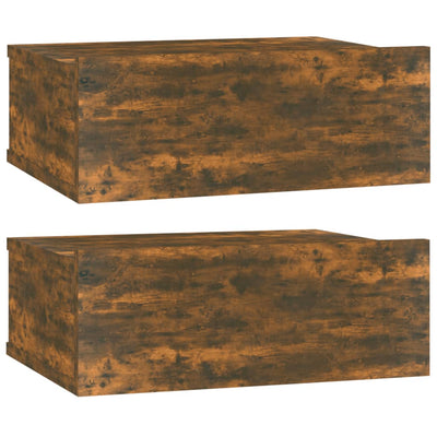 Kelluvat yöpöydät 2 kpl savutammi 40x30x15 cm tekninen puu