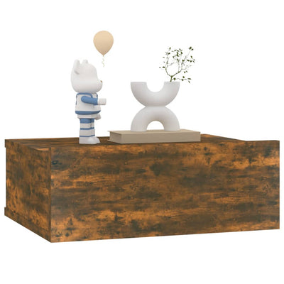 Kelluvat yöpöydät 2 kpl savutammi 40x30x15 cm tekninen puu