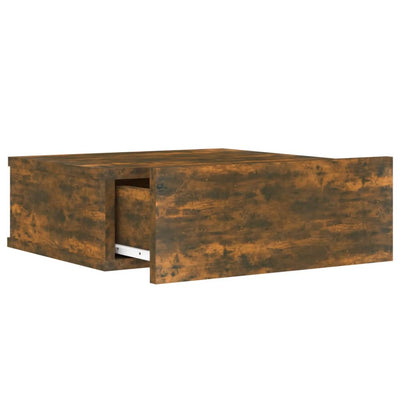 Kelluvat yöpöydät 2 kpl savutammi 40x30x15 cm tekninen puu