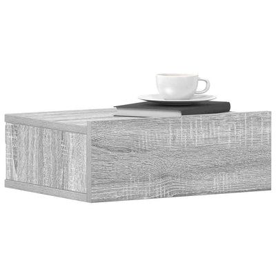 Harmaa kelluvat yöpöydät Saif 40x30x15cm (2 kpl sonoma puinen)