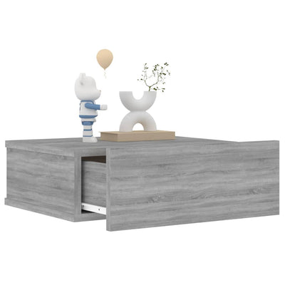 Kelluvat yöpöydät 2 kpl harmaa Sonoma 40x30x15 cm tekninen puu