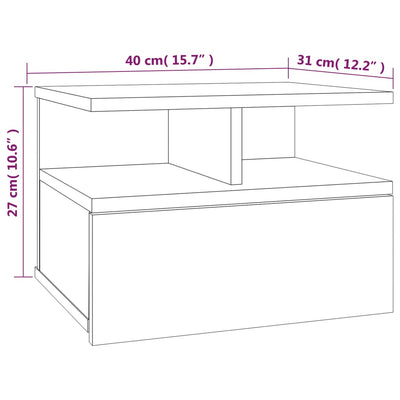 Kelluvat yöpöydät 2 kpl harmaa Sonoma 40x31x27 cm tekninen puu