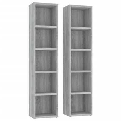 CD-hyllyt 2 kpl harmaa Sonoma 21x16x93,5 cm tekninen puu