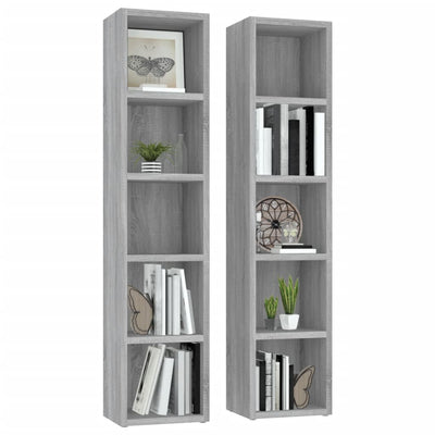 CD-hyllyt 2 kpl harmaa Sonoma 21x16x93,5 cm tekninen puu