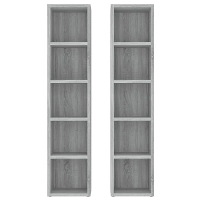 CD-hyllyt 2 kpl harmaa Sonoma 21x16x93,5 cm tekninen puu